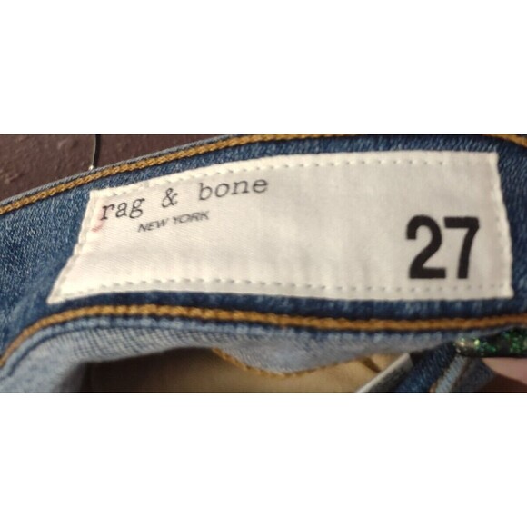 Rag & Bone Womens Size 27 High Rise Ankle Skinny Jeans Levee Blue Frayed Ankle - Picture 12 of 14